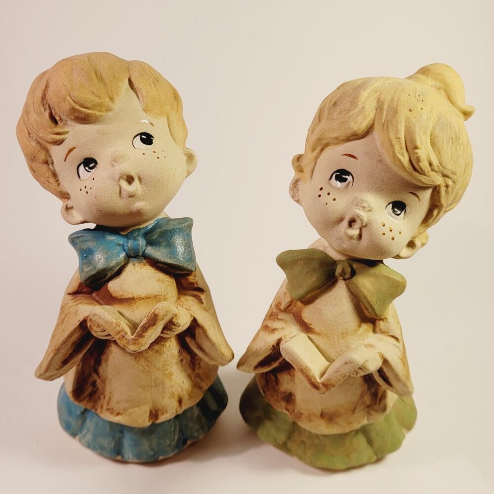 Christmas Choir Child Singing Figurines Parma Altar Boy and Girl Vintage 6 Inch